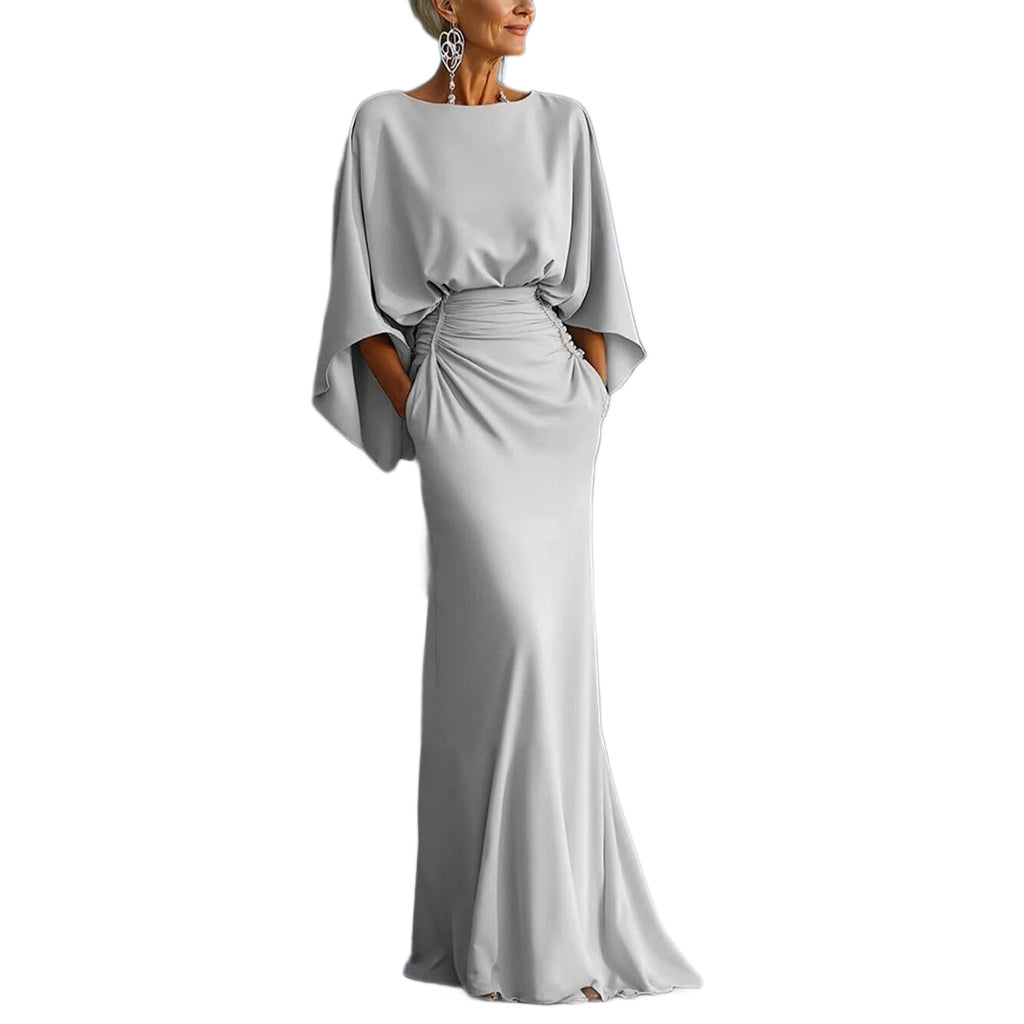 Elegant Backless Pleated Long Dress for Women